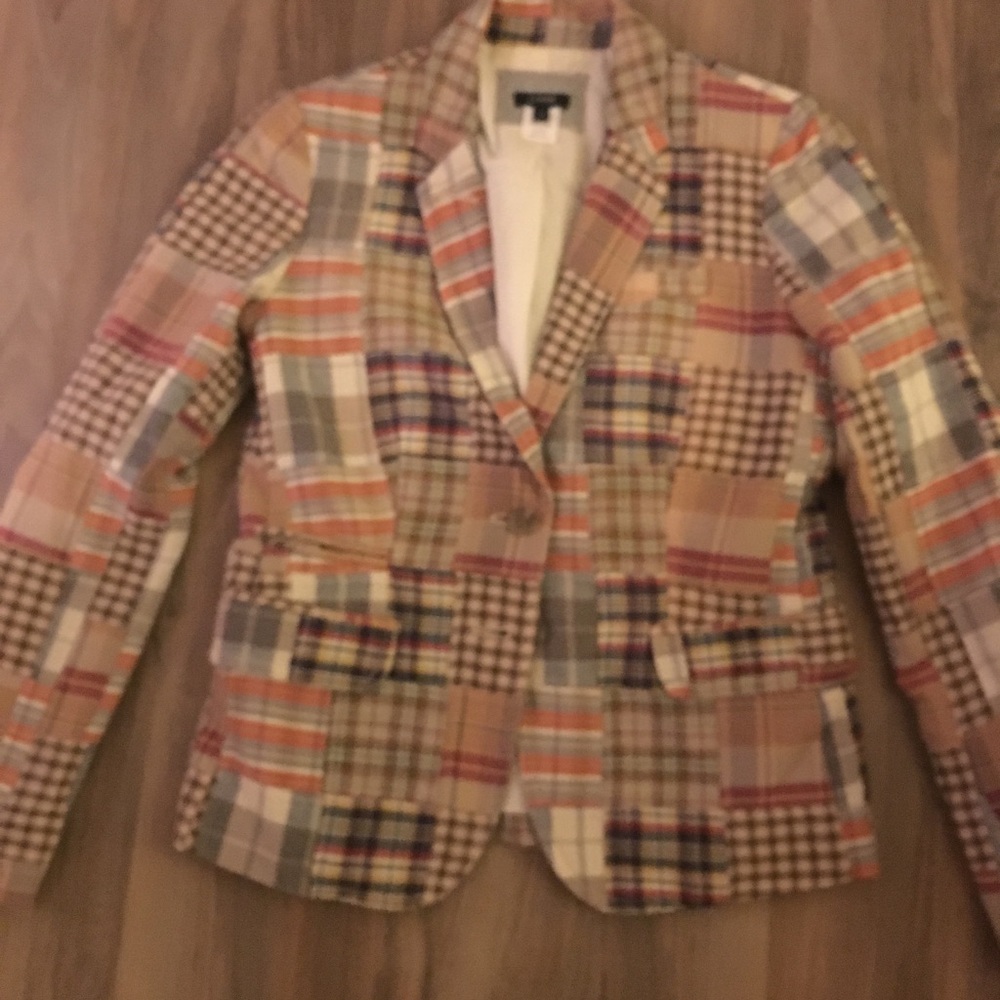 J. Crew madras plaid blazer sz. XS